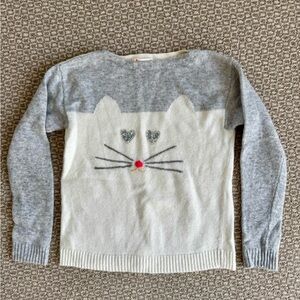 Crewcuts Gray and Cream Cat Face Sweater